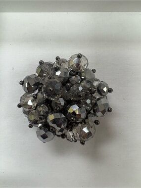 Faceted Smoky Gray Cluster Stretch Ring